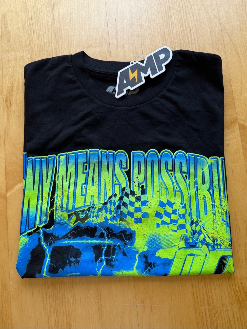 AMP Any Means Possible Racing Club Graphic T Shirt Black Large Streetwear USA